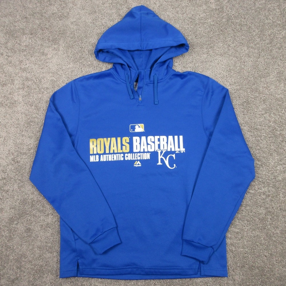 Kansas City Royals Sweater Mens Medium Blue Hoodie Sweatshirt Majestic Authentic